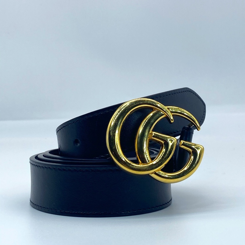 Gucci GG Marmont leather belt with shiny buckle - Picture 1 of 3